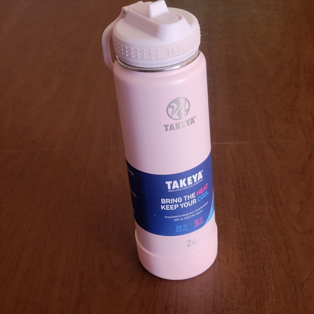 Takeya Actives 24oz Blush Insulated Stainless Steel Water Bottle with Spout Lid